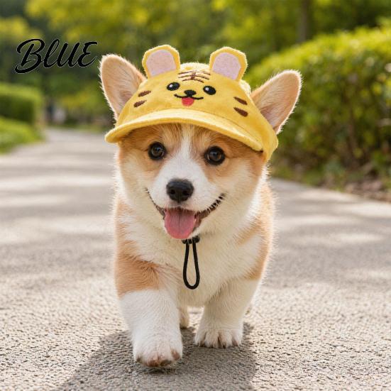 Breathable Cat Hat Sun Hat Cute Animal Embroidery Adjustable Summer Lightweight Pet Cap with Ear Holes for Camping Backyard Play Non-restrictive
