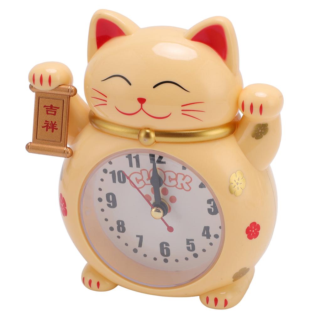 Lucky Cat Clock Accurate Plastic Cute Cartoon Good Lucky Cat Alarm Clock for Home