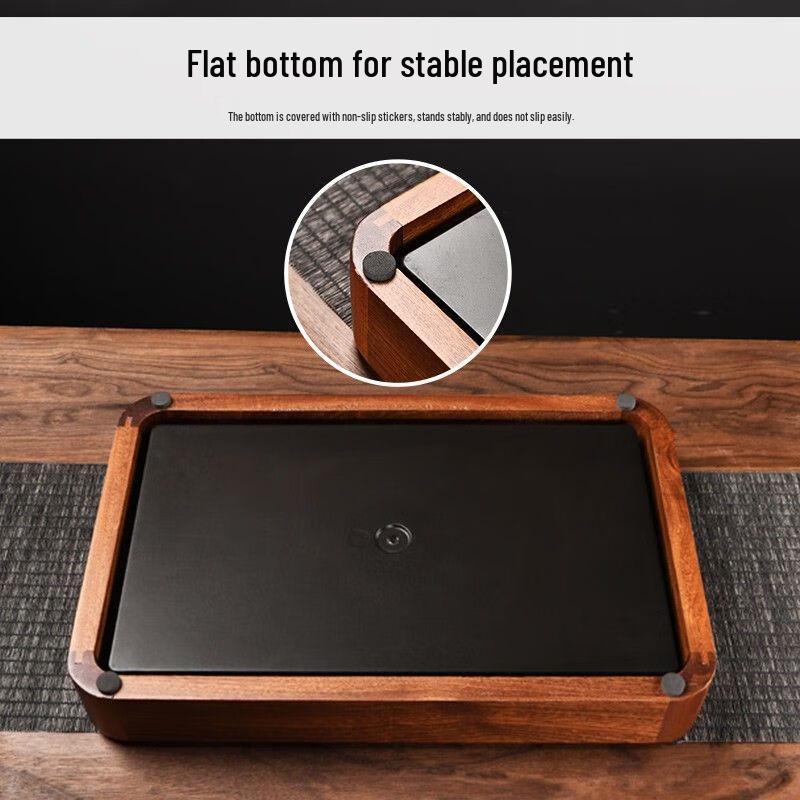 Wooden Tea Tray with Dual Drainage & Storage