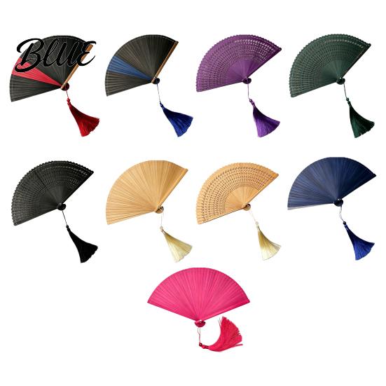 Portable Pocket Fan Vintage Japanese Bamboo Folding Fan Elegant Handheld with Tassels Decorative Cooling Oriental Style Accessory for Dancing