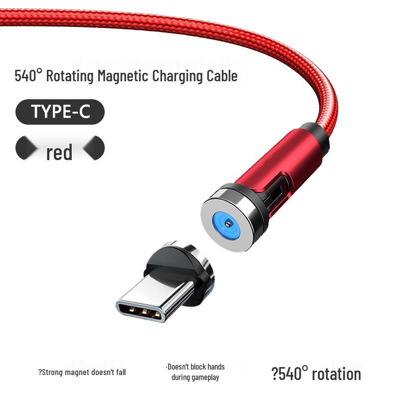 Câble de charge magnétique rotatif à 540°: Câble de données 3-en-1 pliable