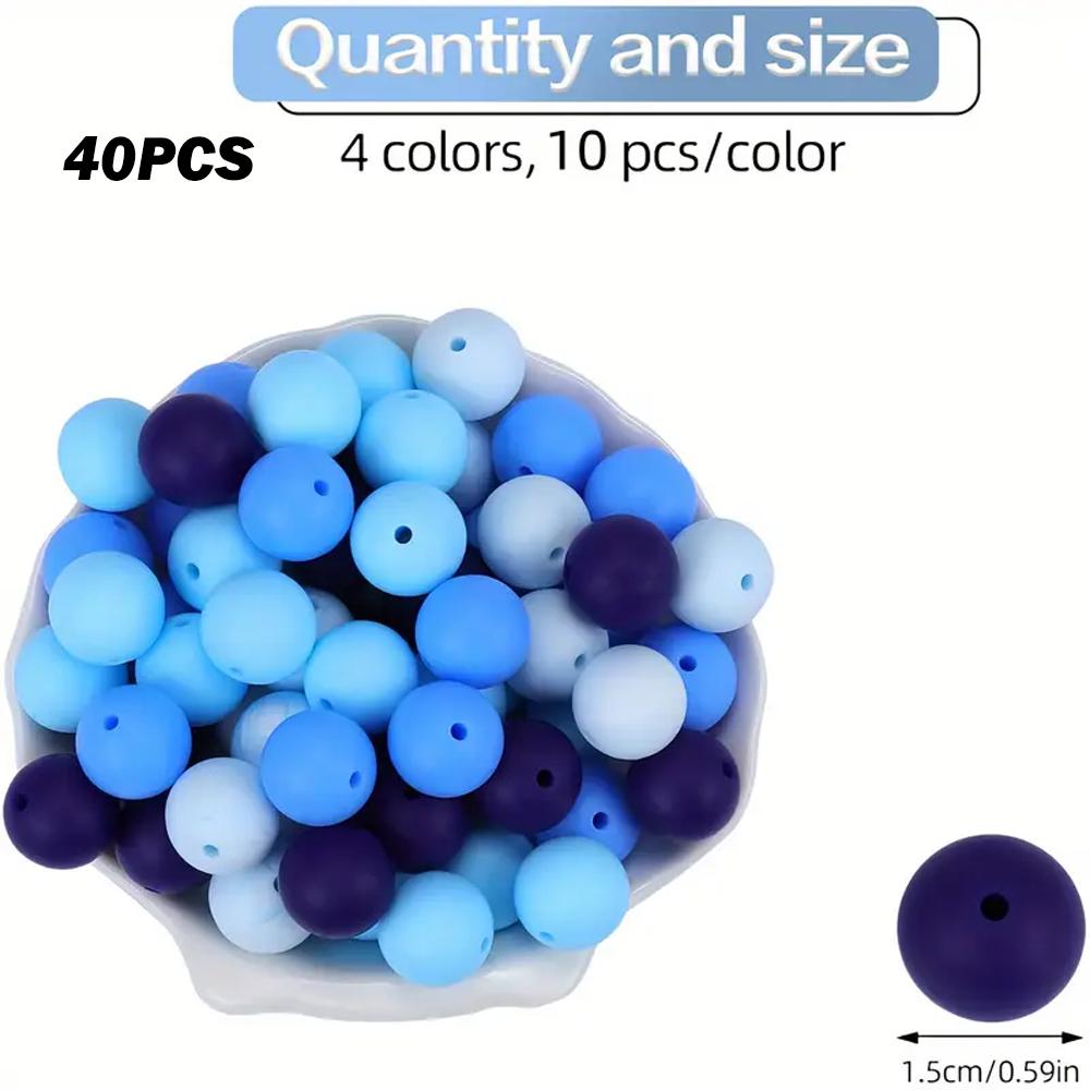 

40/80PCS 15mm silicone bead combination set, perfect for DIY handmade crafts such as keychains, necklaces, bracelets, etc