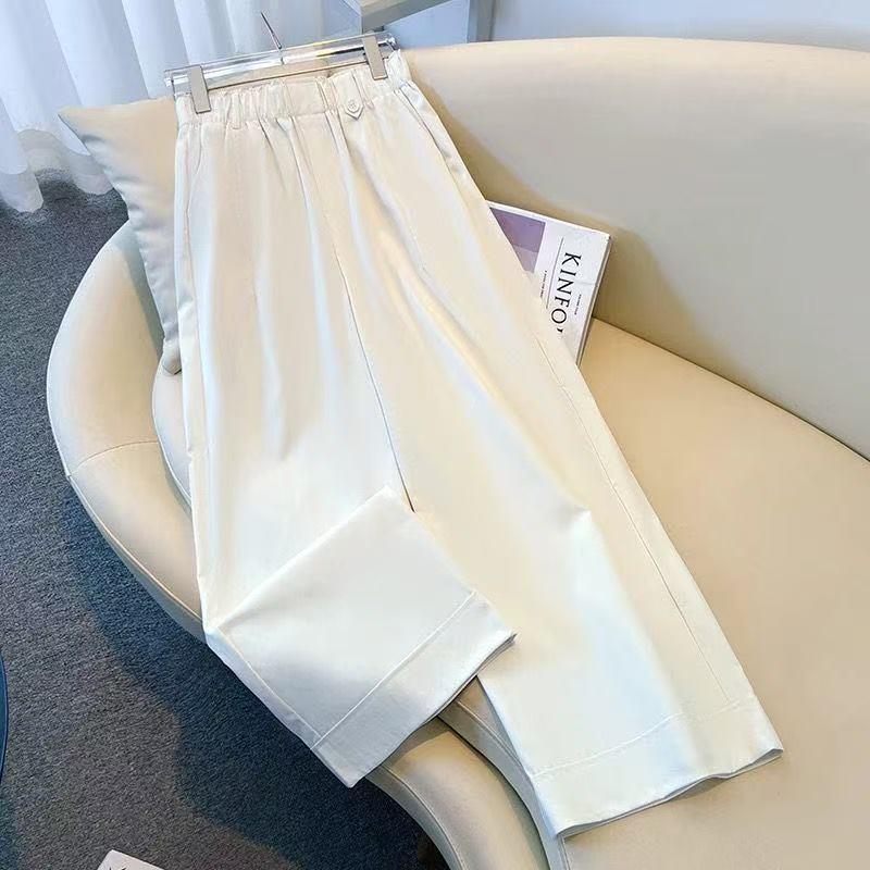 

2026 High Waist Pure Wool Nine-Point Harem Pants - Cool, Lightweight, Loose Fit for Spring L 50-57.5kg