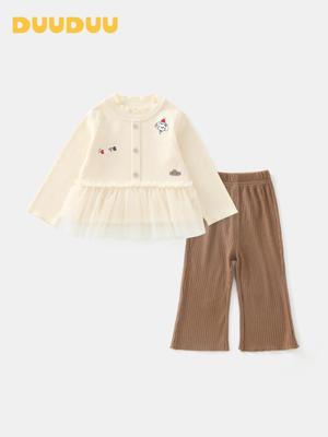 DUUDUU 2025 New Korean Style Toddler Two-Piece Set for Girls – A-Class Autumn and Winter Clothing