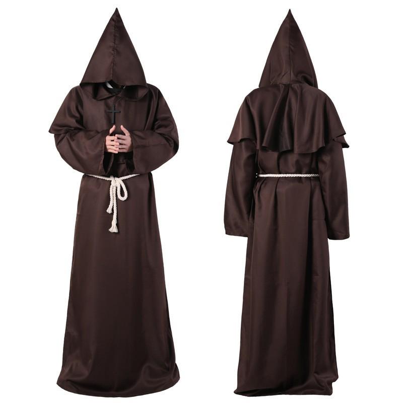 Halloween Monk Robe Wizard Priest Costume - Medieval Death Reaper Cosplay Outfit