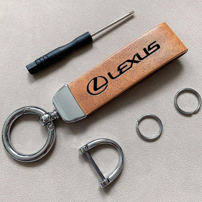 csgpkv1 Car Keychain Cowhide Leather Key Rings Waist Buckle Carabiner For Lexus F-SPORT ES RX NX LS UX LM LX GX LC RZ IS CT GS RC HS SC