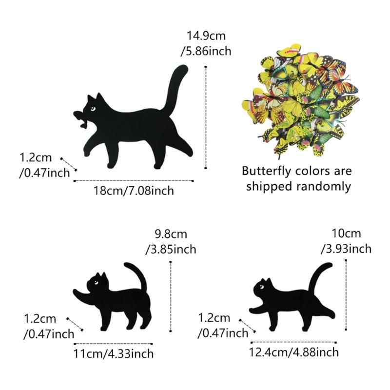 3Pieces Black Cats Garden Stakes Weather Resistant Metal Iron Art Cats Decors For Outdoor Yard And Lawn Patios Balcony