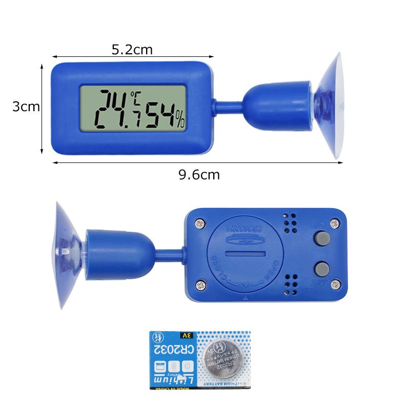 

Reptile Thermometer Hygrometer 360° Rotation Suction Luminous Digital Temperature Pet Lizards Feeding Box Aquarium Temperature синий