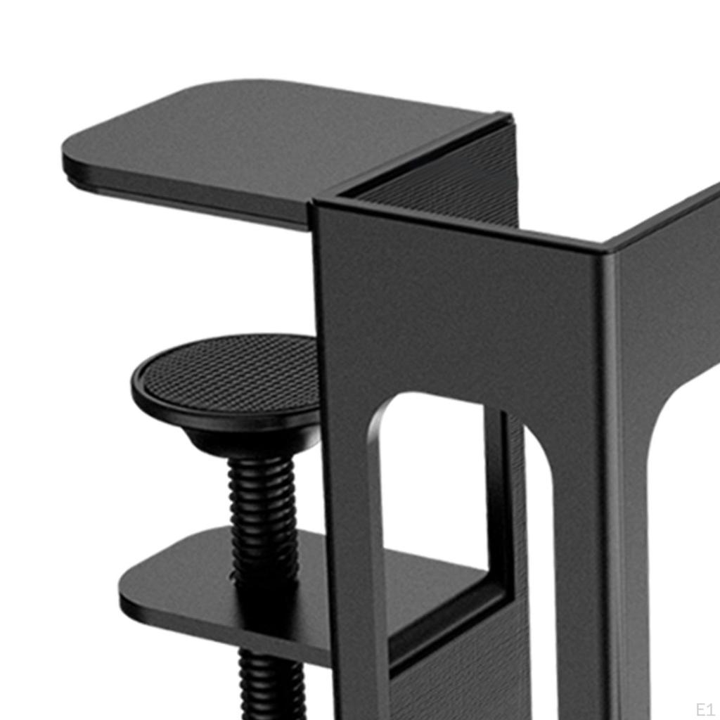 Organizador de suspensão para laptop sem perfuração sob o suporte de mesa com suporte para fone de ouvido