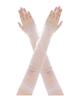 Damen Perlenbesetzte Durchsichtige Tüll Fingerlose Lange Armstulpen Braut Hochzeits Handschuhe Transparentes Netz Armabdeckung für Abendkleid Party Foto Requisiten