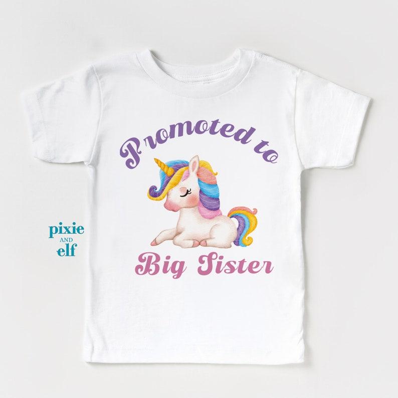 Promoted to Big Sister Unicorn Shirt, Pregnancy Announcet 100