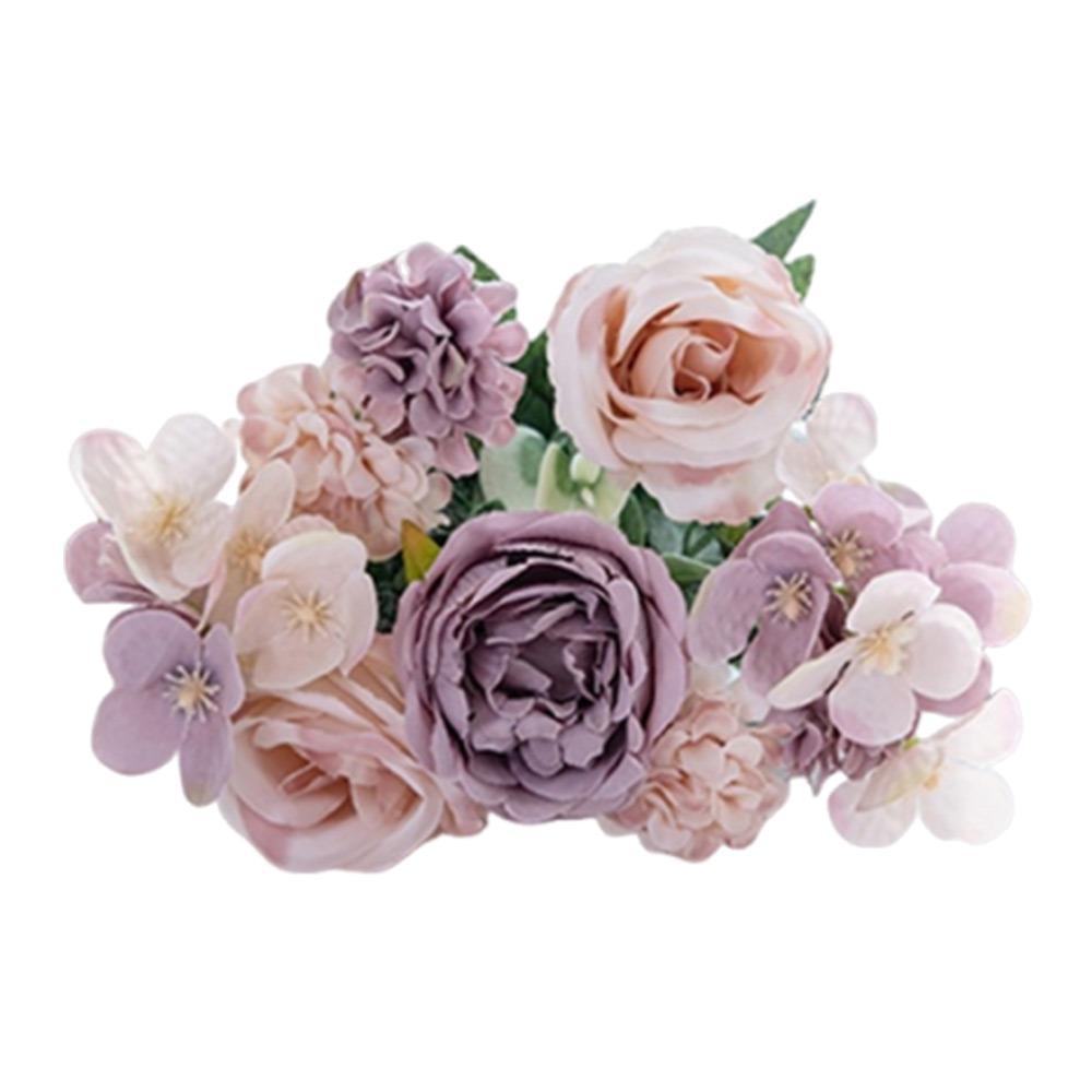 

7 Forks Artificial Rose Flower Multicolor Photo Props Simulation Hydrangea Flower DIY Accessories Faux Peony Flower фиолетовый