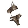 Tuta sexy da donna con stampa leopardata, doppia fila di catena con anelli O, taglio in vita, body comodo
