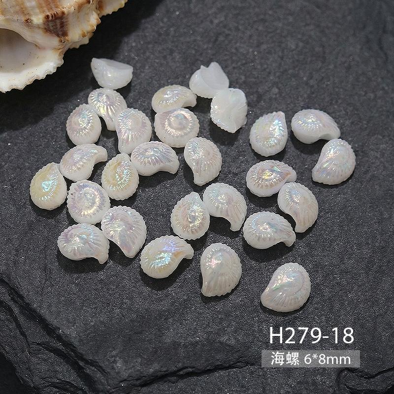 50Pcs Starfish Shell Nail Art Accessories, Conch Resin, DIY Nail Jewelry, Wearable Nail Decorations