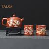Teapot with 2 Cups Dragon And Phoenix Color-changing Purple Clay Teapot Hand-made Zisha Tea Set Kung Fu Tea Pot for Teapot Tea Lovers Gift