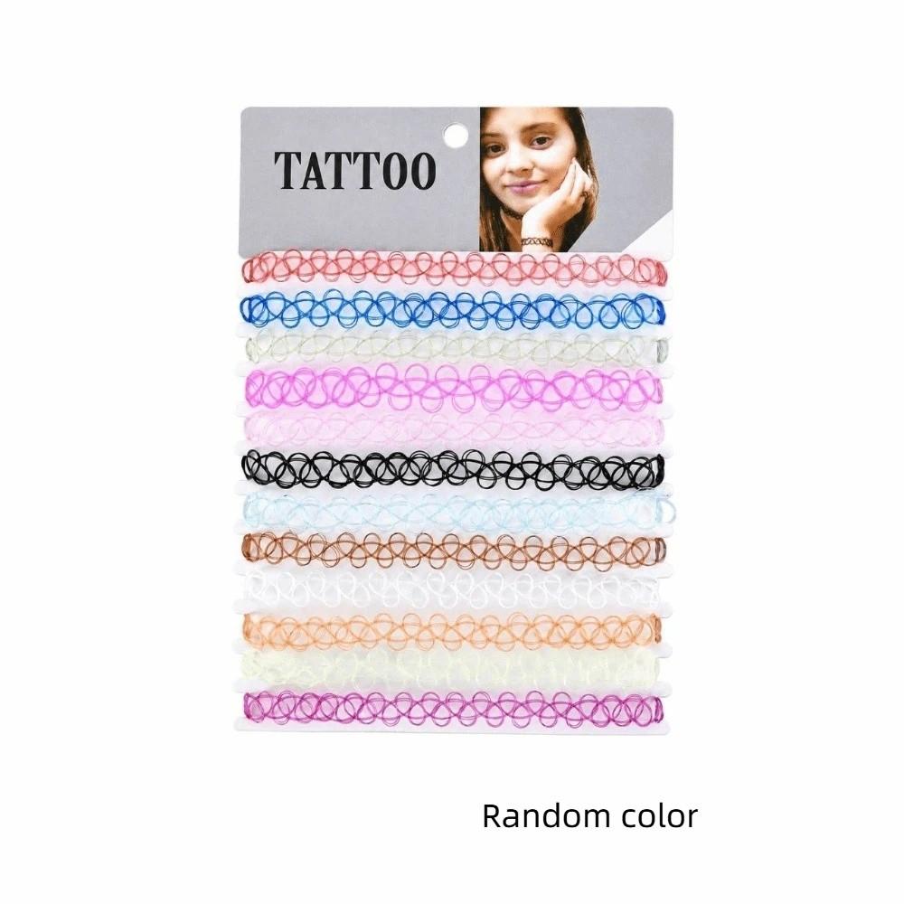 12 stuks/set Punkstijl Visdraad Choker Ketting Kleurrijke Sleutelbeen Ketting Gelaagde Sieraden