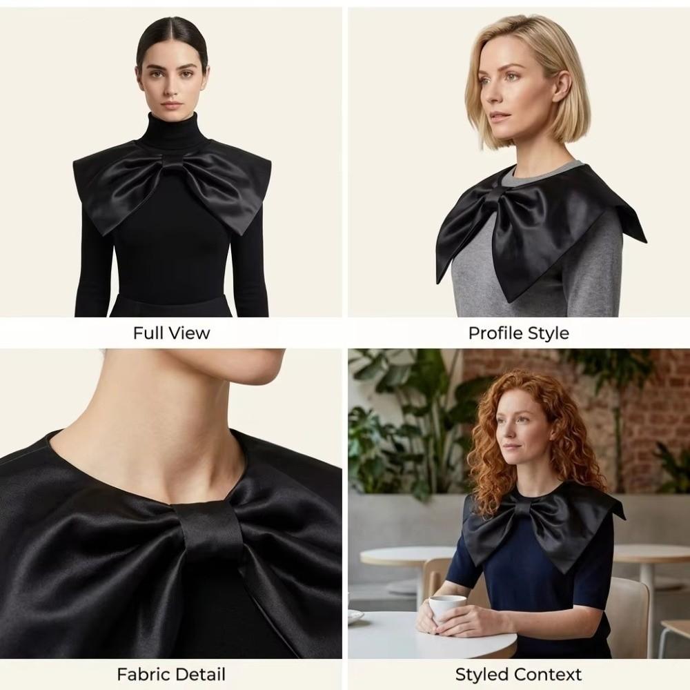 Bow Design Fake Collar Satin Material Fashion Accessory Elegant Decorative Collar  Party Wear