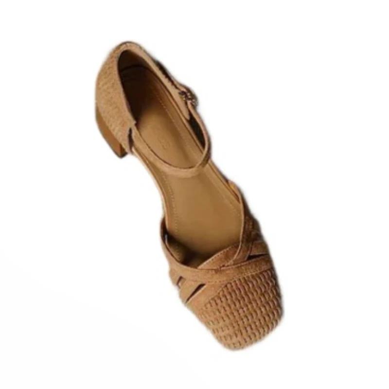 Women Heeled Sandals Designer Mid Heels Shoes Summer Woman Pumps 2025 New Elegant Shallow Shoes Sexy Mujer De Sandalias