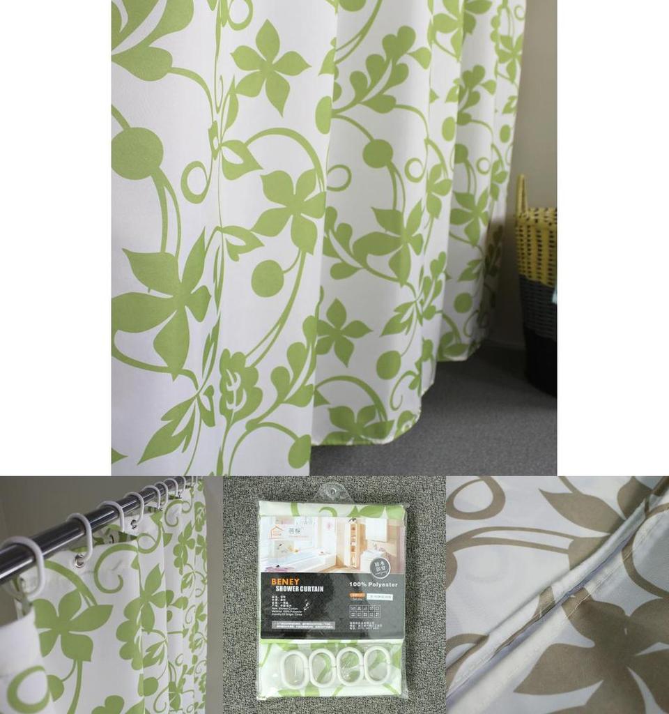 Modern Polyester Waterresistant Floral Botanical Shower Curtain For Home Bathroom Decor