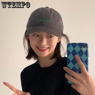 Grey Baseball Cap for Women Versatile for Spring and Summer Leisure Embroidered Letters Couple Sun Hat