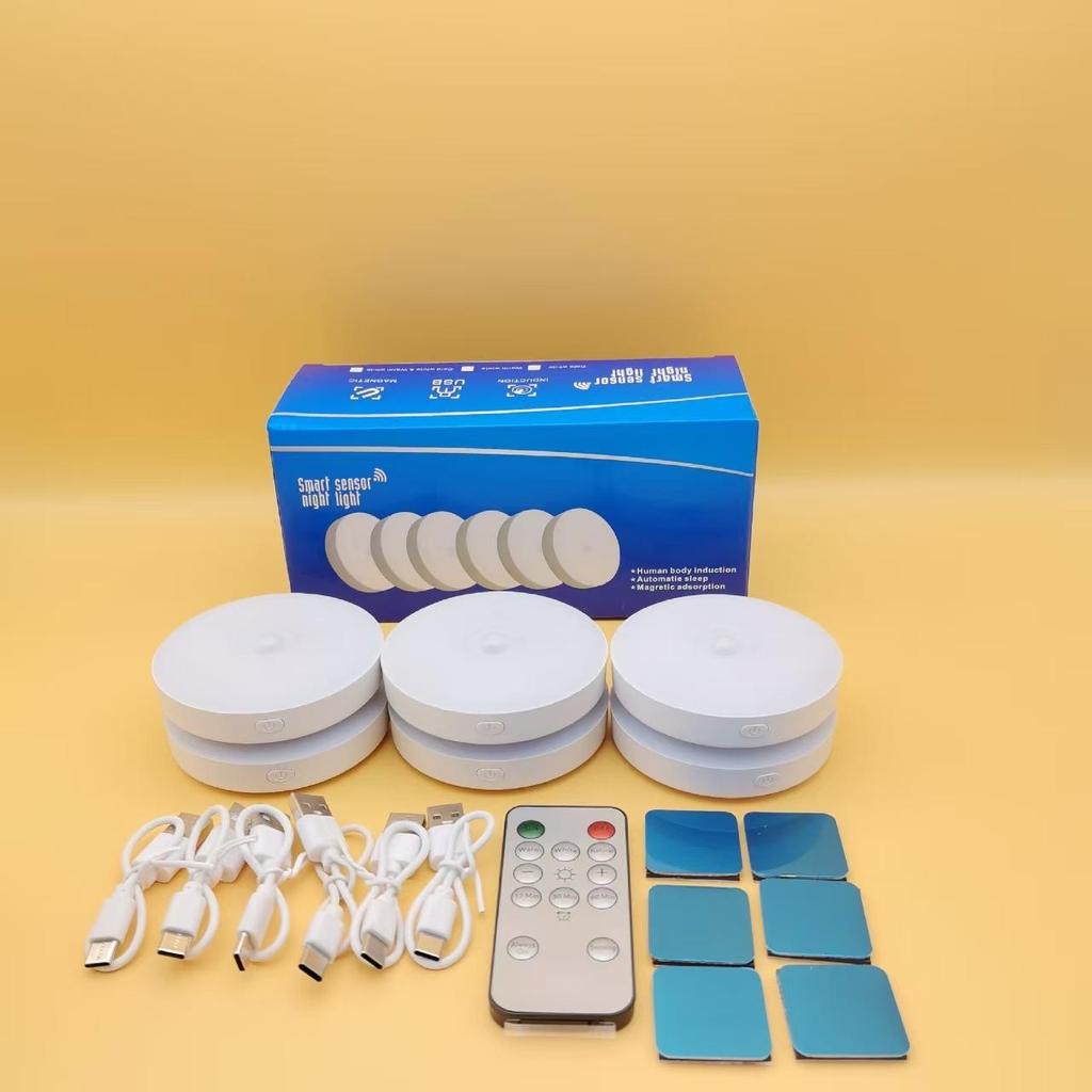 LED Remote Control Three Color Induction Night Light USB Rechargeable Kitchen Closet Stairs Showroom Combination Magnetic Cabinet Light