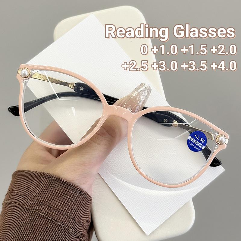 Fashion Pearl Anti Blue Light Reading Glasses for Women Elderly Presbyopia Computer Reader +1.0 +1.5 +2.0 +2.5