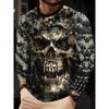 Men's 3D printed long-sleeved T-shirt - breathable casual sportswear, suitable for outdoor and casual wear in spring and autumn