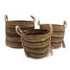 Bananna Leaf & Seagrass Large Baskets – Natural Browns- Set of 3