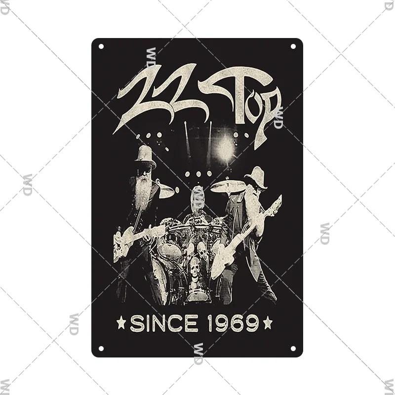 Tin Sign ZZ TOP Rock N Roll Poster Decorative Plaque Metal Signs Retro Vintagge Wall Plate For Home Club Pub Gift Wall Decor