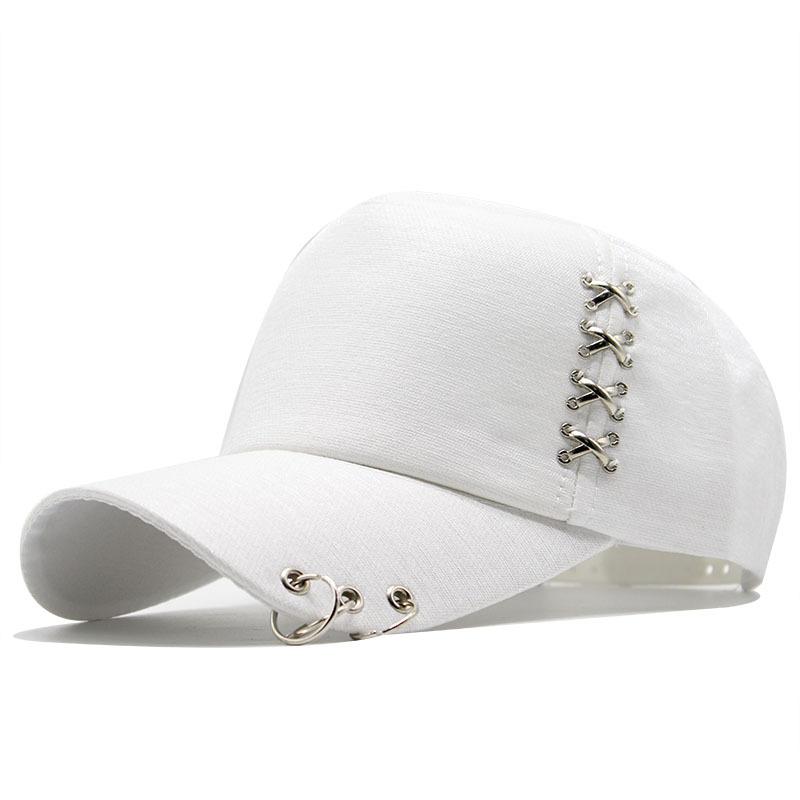 Трендовая Личность Металлическая Кепка-Кольцо Мужская Трендовая Бейсболка Женская Металлическая Кепка с Крестом в Стиле Хип-Хоп Adjustable белый