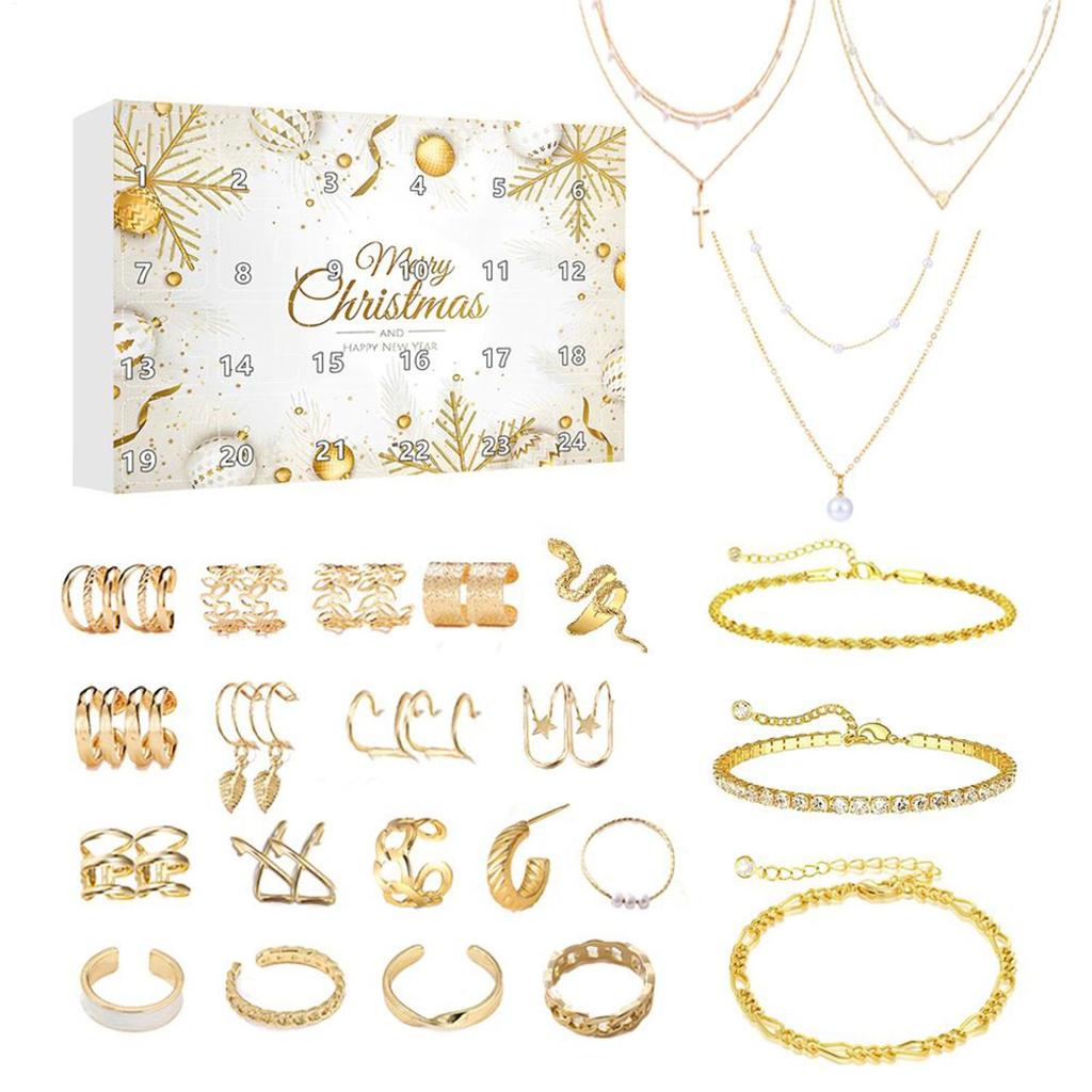 2025 Christmas Countdown Calendar 24 Days Christmas Advent Calendar Necklace Bracelet Earrings Christmas Gifts For Women