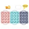 12 Holes Mini Cake Silicone Mold Built In Stainless Ring Cookies Fondant Baking Pan Non-Stick Silicone Cake Molds Baking Tools