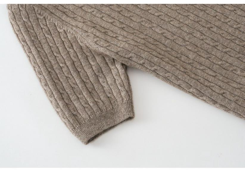 Korean Style Twisted Cable Knit Polo with Retro Cashmere Short Sleeves