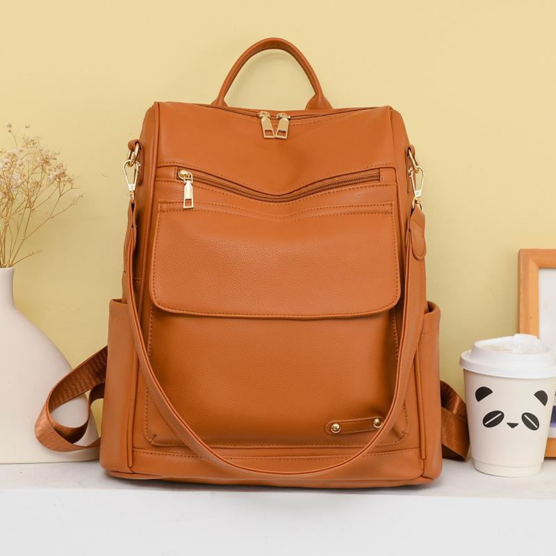 Schoolbag1011 New Large Capacity Women's Fashion PU Backpack Simple Backpack Wholesale Casual Backpack