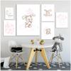Baby Nursery Wall Art Canvas Poster Minimalist Bunny Moon Print Pink Cartoon Painting Nordic Kid Girl Room Decoration Picture