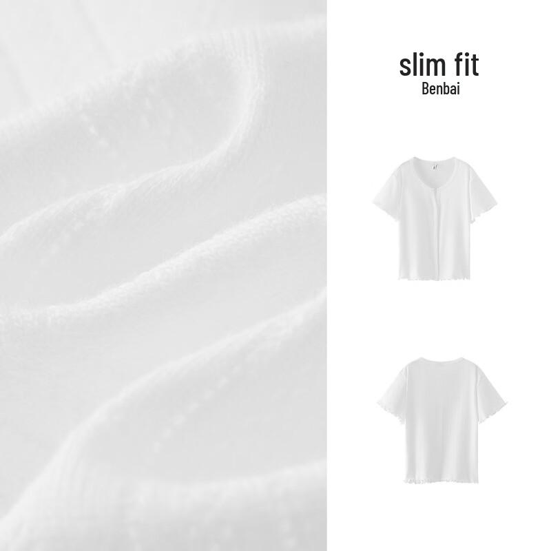 Semir Women's Slim Fit Ruffle Trim Cotton T-Shirt