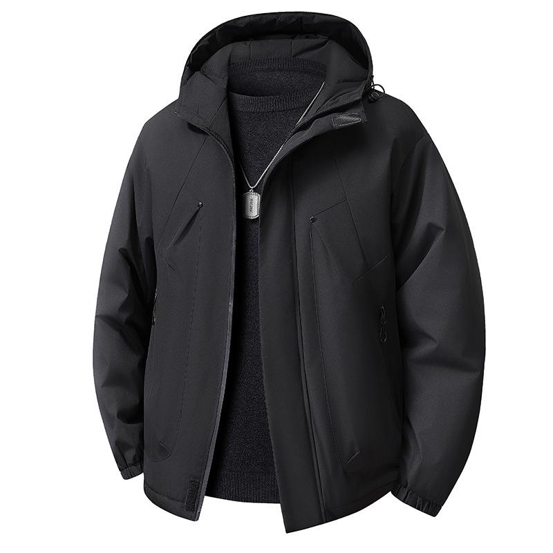 Fat Brother 2026 Winter Men's Plus-Size Hooded Sports Casual Jacket
