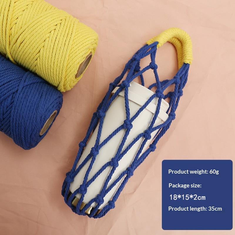 Porta Borraccia in Macramè Fatto a Mano Rete Multicolore in Corda di Cotone Borsa a Rete Portatile Porta Tazza Borraccia Riutilizzabile per Acqua Borsa Tote