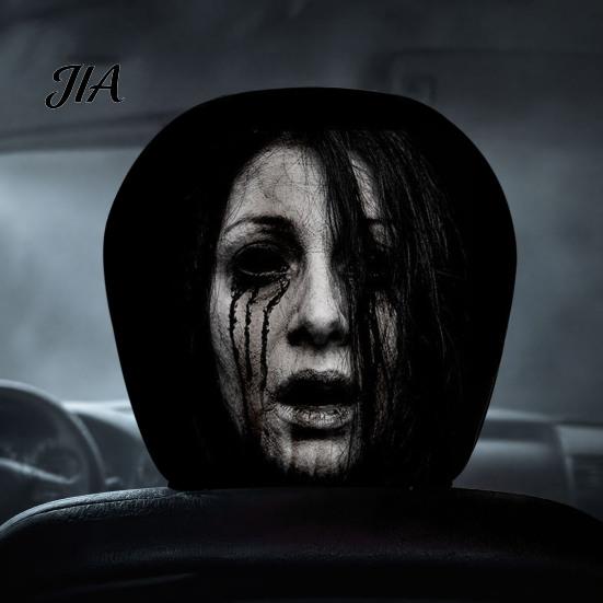 Anti-fouling Car Seat Protectors 2Pcs Ghost Face Headrest Covers, Halloween Horror Decorations, Easy Installation Sleeves Universal Fit Washable