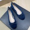 Fashion Flat Shoes for Women's 2025 New Retro Ballet Shoes Butterfly Knot Suede Shallow Round Toe Women's Shoes Large Size 44 43 42