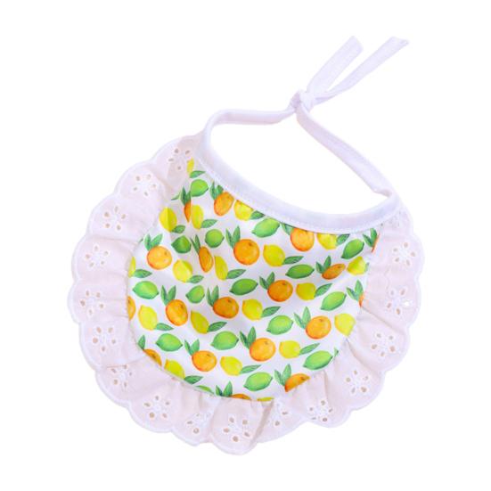 Pet Bib Cartoon Pattern Friendly to Skin Lace Trim Easy-wearing Washable Decorative Polyester