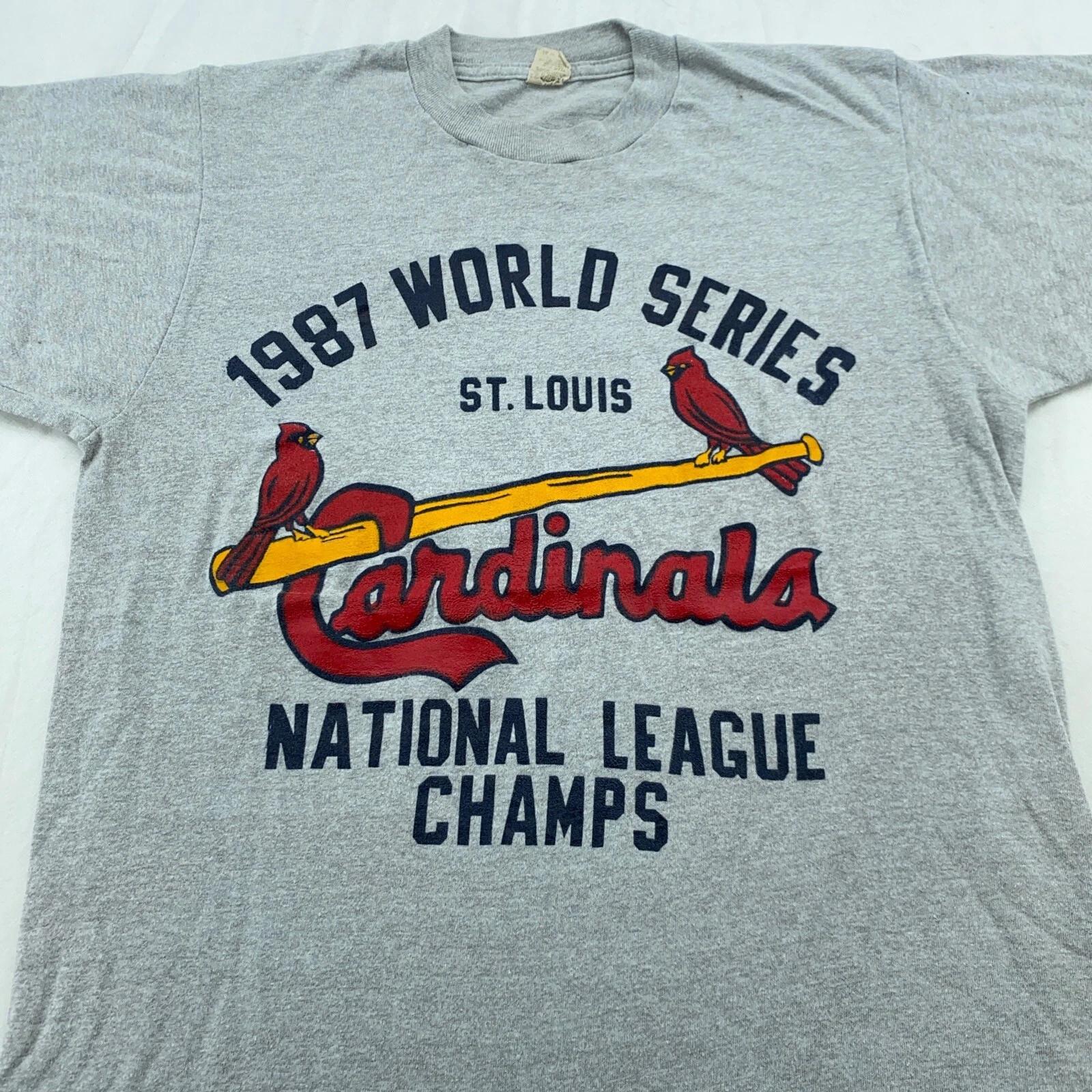 

vintage 1987 WORLD SERIES CARDINALS NATIONAL CHAMPS T-Shirt XS baseball mlb 80s M