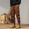 Mens High-Quality Thickened Cotton Work Pants with Multi-Pockets and Cuffed Design for Spring and Autumn