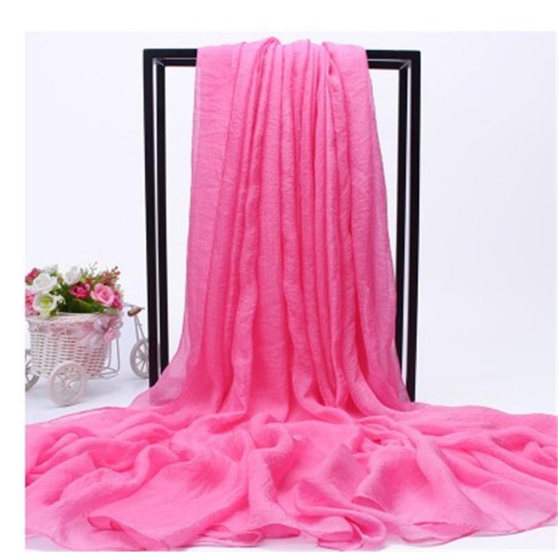 Extra Large Imitation Silk Scarf Solid Color Silk Scarf Seaside Beach Towel Long Spring and Autumn Women's Gauze Scarf Chiffon Scarf Women