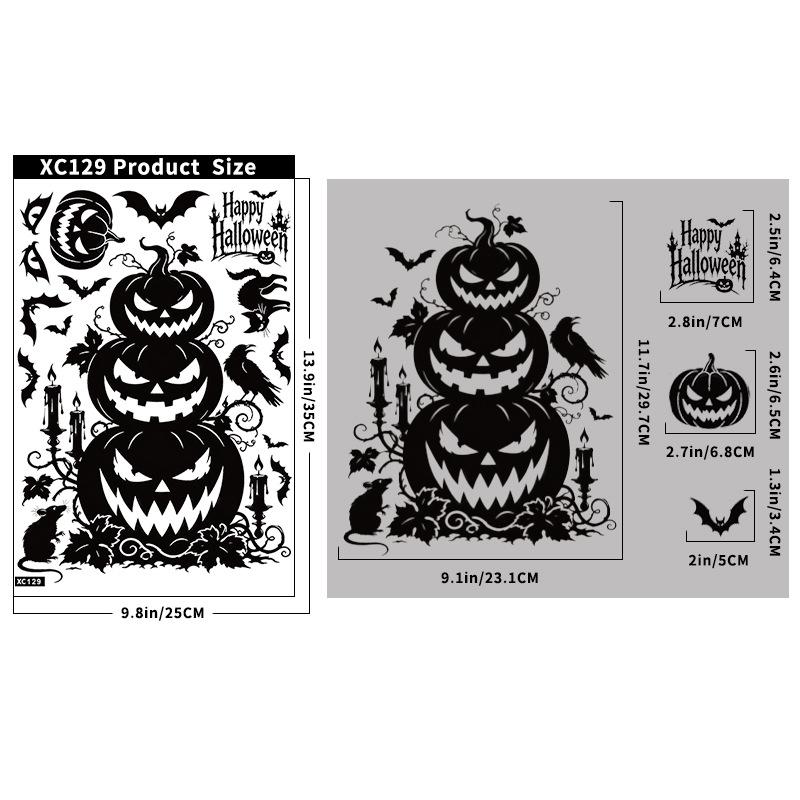 Halloween sticker black horror atmosphere death glass sticker mall window scene arrangement bat static sticker