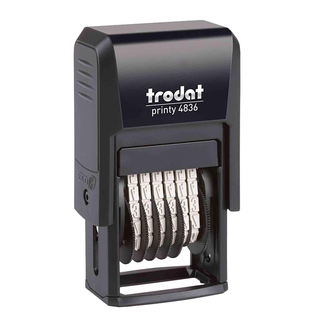 Zhuoda Self-Inking Number Stamp 4836 - Compact 0-9 Date Journal Stamp