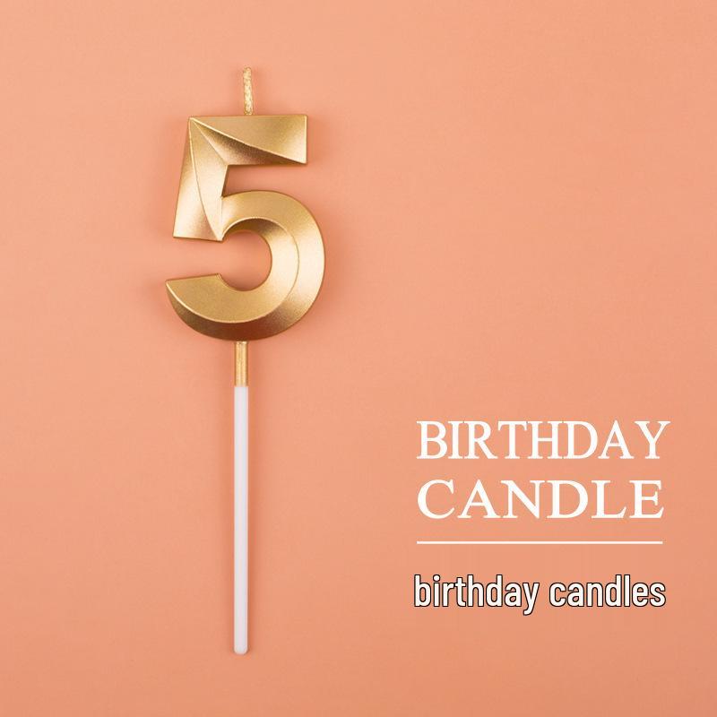 Gold and Silver Number Candles for Birthday Cakes - Pink Exquisite Design