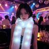 White Plush LED Flash Scarf Light Up Christmas Decoration Shining Luminous Glowing Scarf  Rave