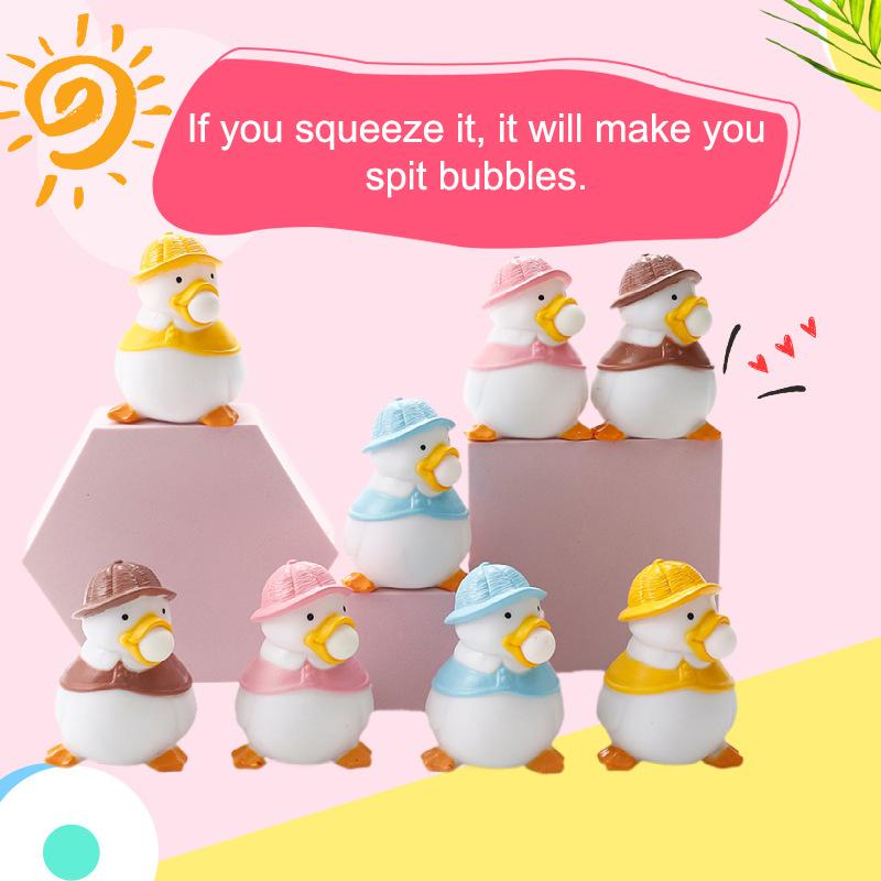 Bubble Blowing Duck Fidget Toy BPA-free Soft PVC Stress Relief Sensory Toy for Kids Adults Travel Pocket Fidget Use