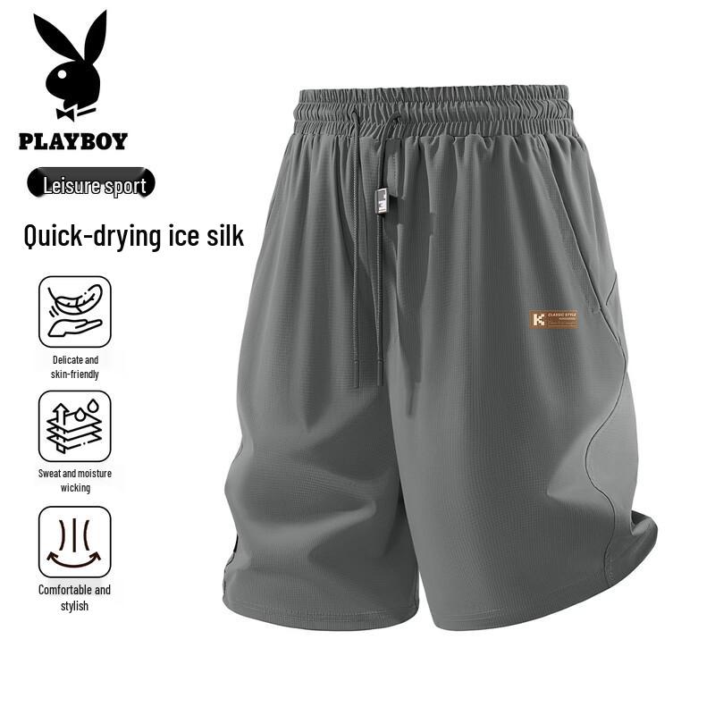 PLAYBOY Men s Ice Silk Casual Sports Shorts L